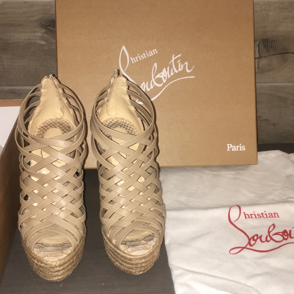 Christian Louboutin Beige Wedge Heels